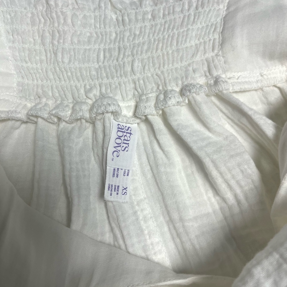 Stars Above 100% Cotton Midi Sleep Dress White Gauzy Fabric With Pockets 
Sz XS - Picture 7 of 8